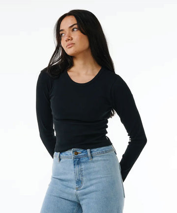 Rip Curl Classic Ribbed L/S Tee - Black